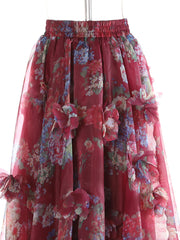 Floral Appliqué Pull-On Skirt