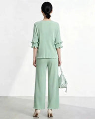 Couture Plissé Top & Dressy Pant Set