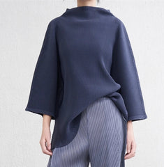 Elegant Mock-Neck Pleated Top