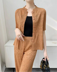Luxury Pleated Wide-Leg Set