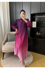 Women's Ombre Oversized Pleated Long Dress