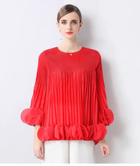 Luxury Pleated Bell Sleeve Top