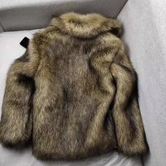 Men's Cozy Brown Faux Fur Coat | Thick & Warm