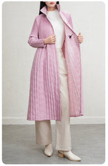 Luxury Pleated Quilted Long Coat