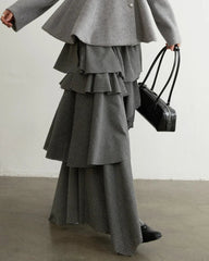 Luxury Asymmetric Stripe Skirt