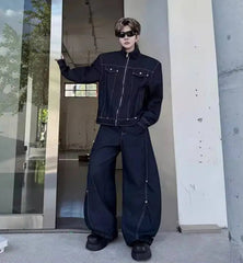 Men's Luxury Wide-Leg Jean & Jacket