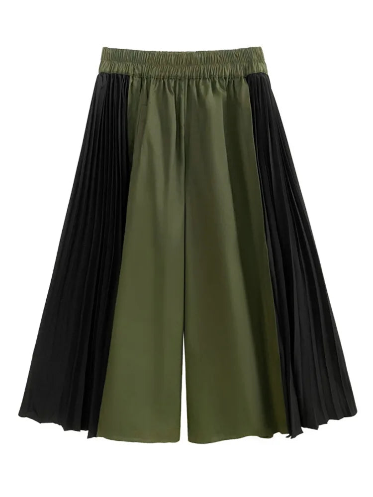 HEYFANCYSTYLE Chic Pleated Green Pants