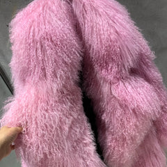Couture Curly Lamb Fur Coat