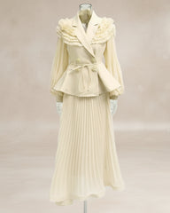 Luxury Ruffled Pleated Skirt Set