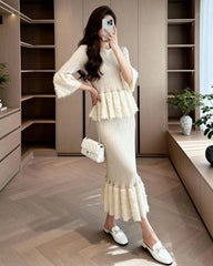 Luxury Peplum Plissé Skirt Set