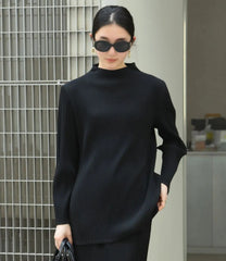 Pleated Mock-Neck Top