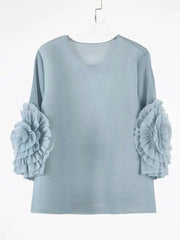 Truly Pleated Ruffle Sleeve Top