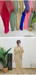 Luxury Pleated Tassel V-Neck Dress