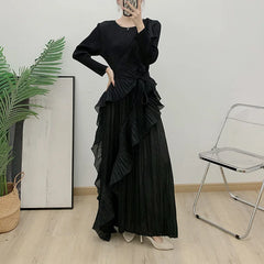 Luxe Romantic Truly Pleated Ruffled Maxi Dress