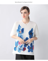 Luxury Pleated 3/4 Sleeve Blouse