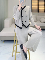 Pleated Pant Suit - Designer Inspired Two-Piece Set