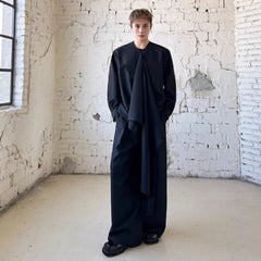 Men's Drape Top & Wide-Leg Trousers Set