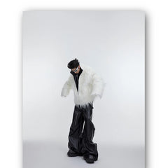 Men's Faux-Fur & Faux-Leather Bomber Jacket