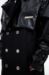 Men's Oversized Faux Leather Belted Trench Coat