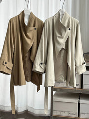 Luxury Draped Open-Front Coat
