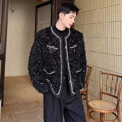 Men's Textured Sequin Tweed Jacket