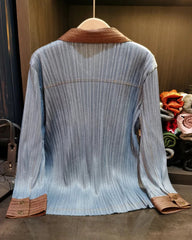 Luxury Denim Pleated Set