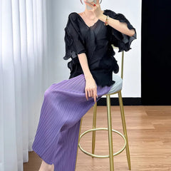 Elegant Petite Pleated 2-Piece Set