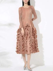 Fully Plissé Ruffled Midi Dress