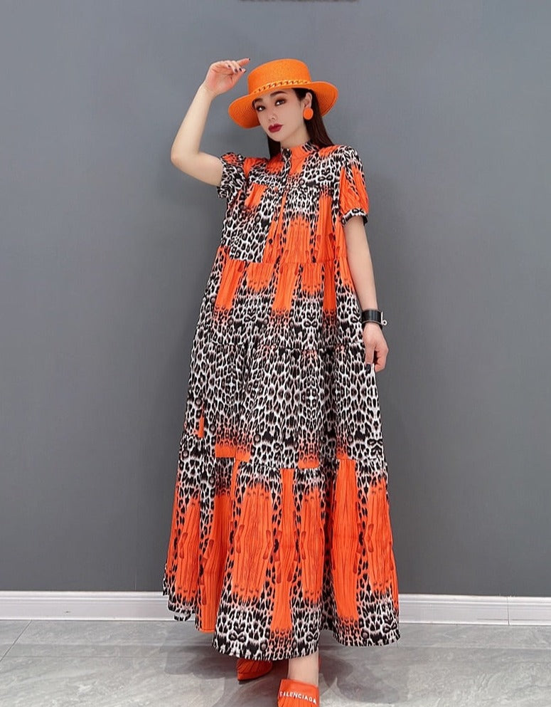 Chic Boho Oversized Short Sleeve Maxi Dress