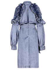 Luxury Soft Denim Trench Coat