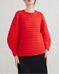 Thick Pleats Balloon-Sleeve Top