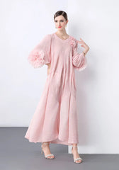 Elegant Plissé 3D Ruffle Dress