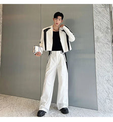 Men's 2-Piece White Blazer + Loose Fit Trousers Set