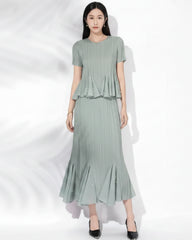 Pleated Pearl Peplum Skirt Set