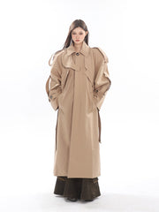 Elegant Streetwear Oversized Solid Color Long Trench Coat