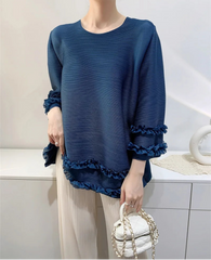 Ruffle Fully-Pleated Top