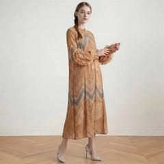Plissé Ruffle-Sleeve Dress