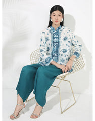 Pleated Top & Wide-Leg Pant Set