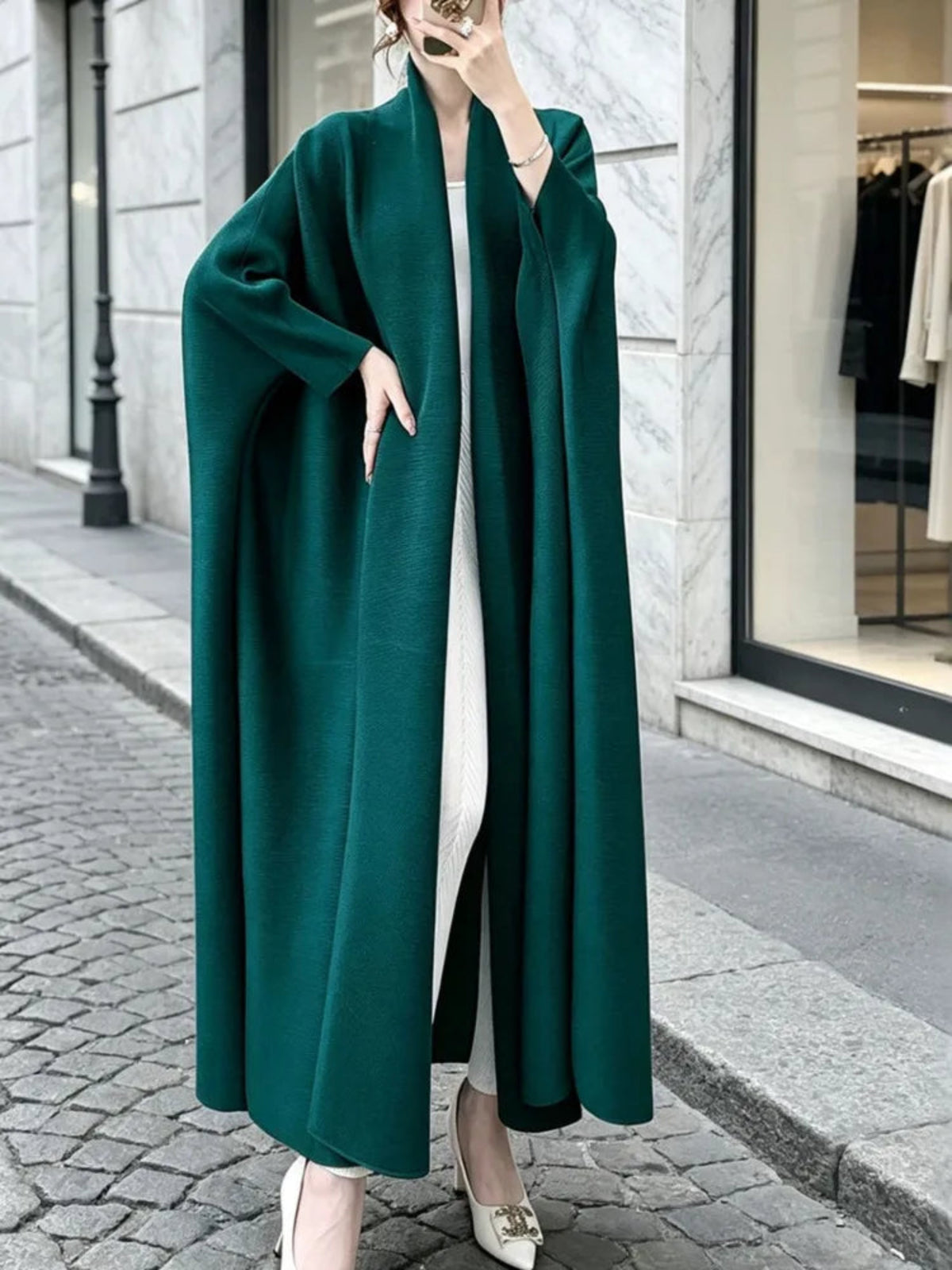 Extra Long Plisse Duster Coat