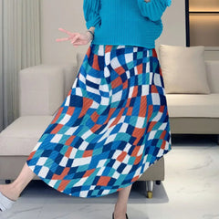 Geometric Pleated Midi Skirt