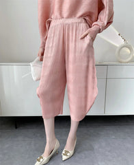 Flowing Plissé Tunic & Pants Set