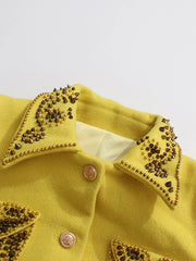 Luxury Beaded Wool-Blend Blazer