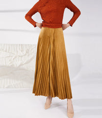Luxury Plissé Wide-Leg Trousers