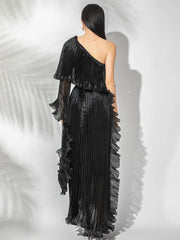 Luxe Plissé One-Shoulder Dress
