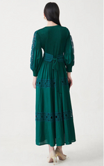 Luxury Fitted-Waist Plissé Dress