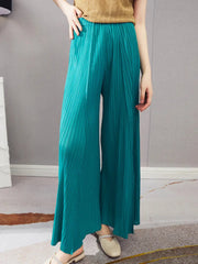 Lightweight Plissé Wide Leg Trousers