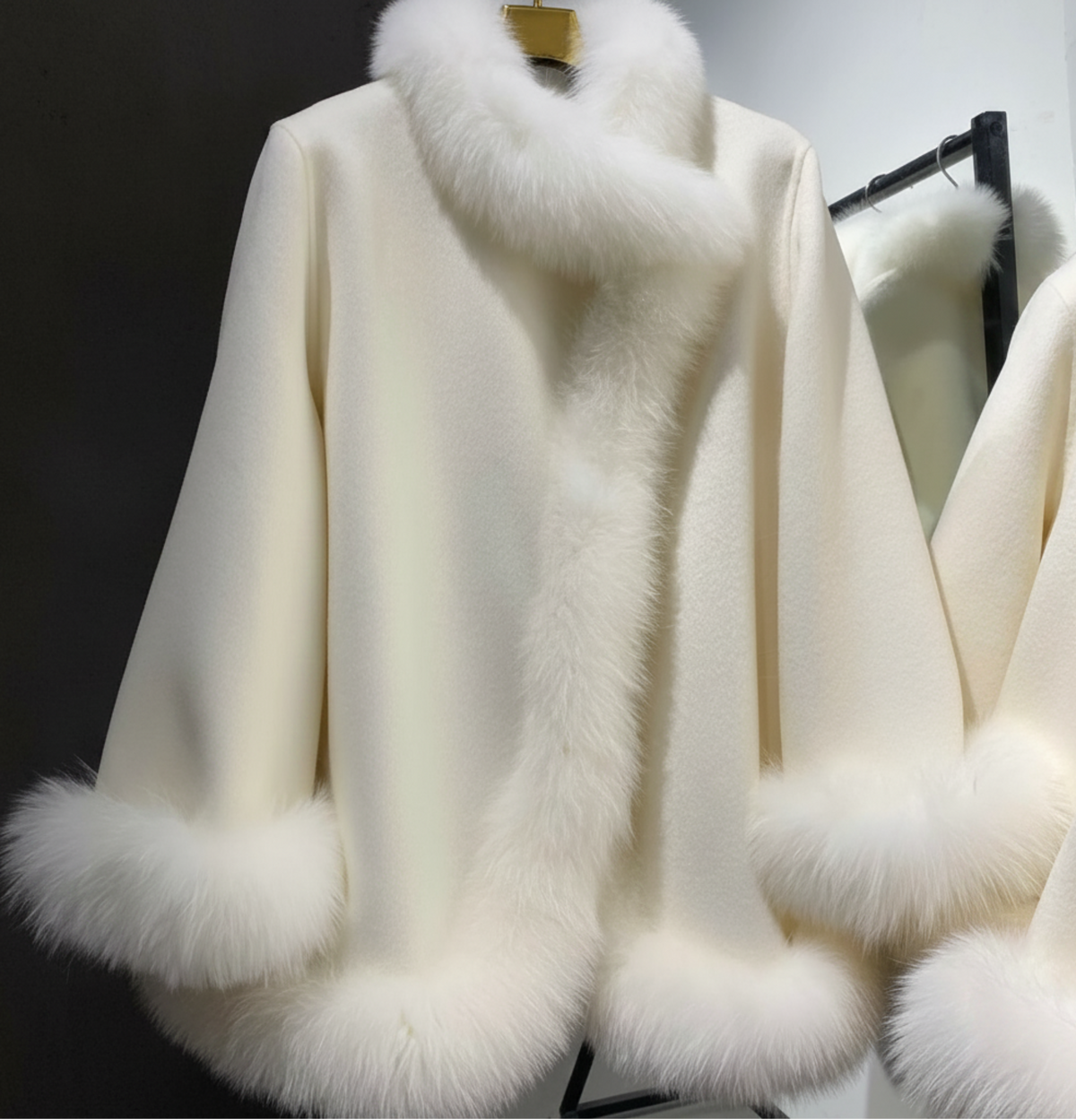 Women's 100% Wool & Fox Fur Coat