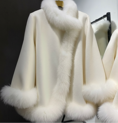 Women's 100% Wool & Fox Fur Coat