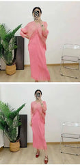 Luxury Pleated Tassel V-Neck Dress