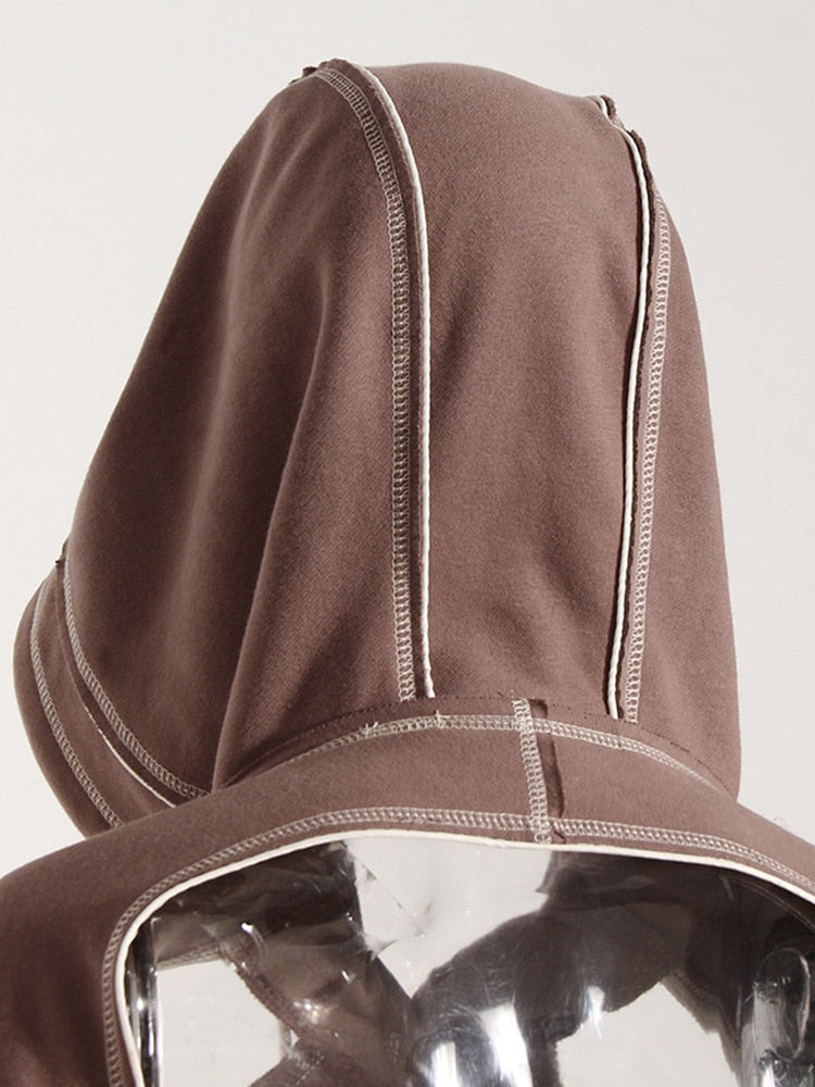 High Fashion Irregular Cropped Oversized Sleeve Hoodie
